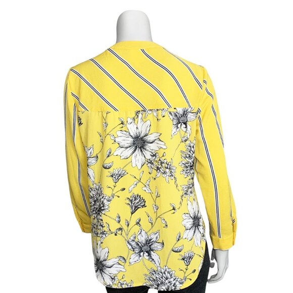 FIG AND FLOWER Floral Striped Tab Sleeve Top - Picture 3 of 7